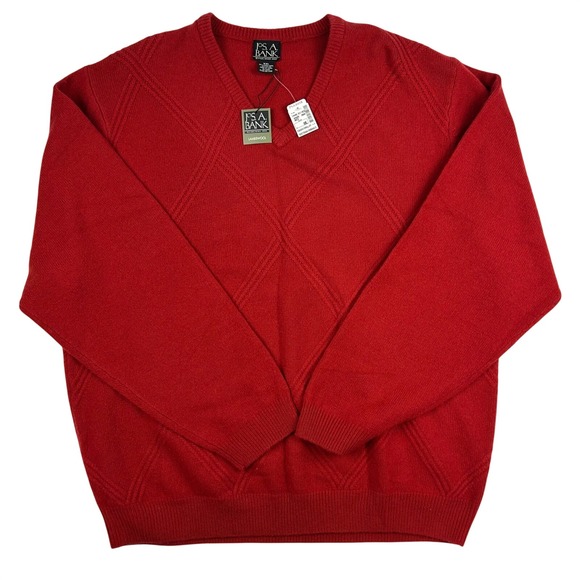 Jos. A. Bank Other - Jos. A. Bank Mens XXL Red Lambswool Blend V-Neck Cable Knit Sweater NWT